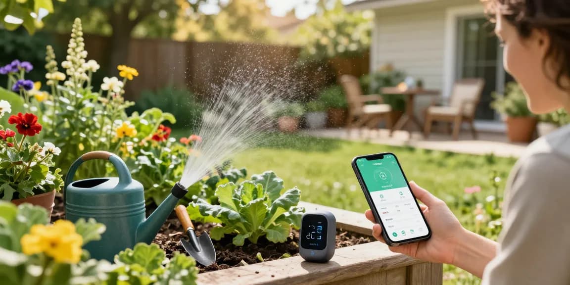 Effortlessly using the RainPoint WiFi water timer for efficient garden watering.