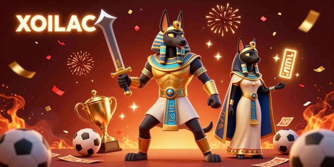 Bet on XOILAC with Anubis and Bastet in a vibrant sports betting scene filled with excitement.