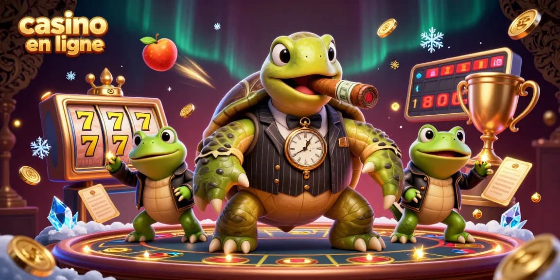 Jouez au casino en ligne avec cet univers ludique, incluant des personnages animés et des éléments de jeux captivants.