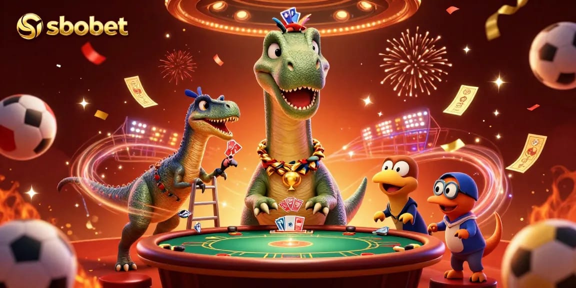 Experience sbobet sports betting excitement with dynamic characters and casino elements in vibrant 3D.