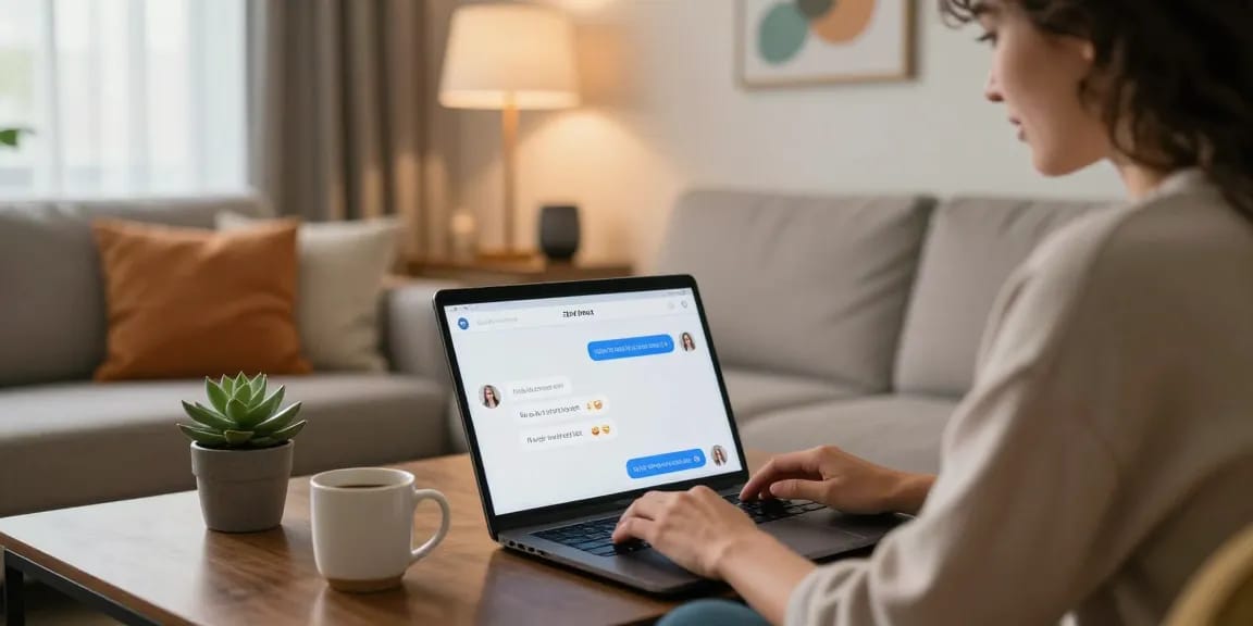 Engaging free ai sex chat conversation displayed in a cozy living room setting