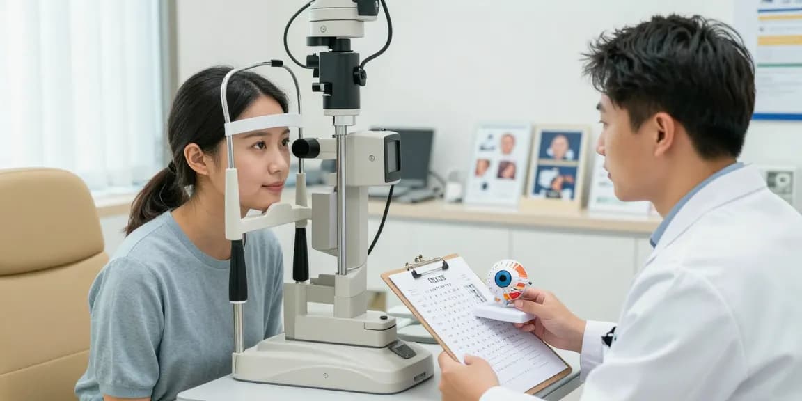 Detailed eye care consultation at SNU Eye Clinic with expert handling a site manual check for optimal treatment.