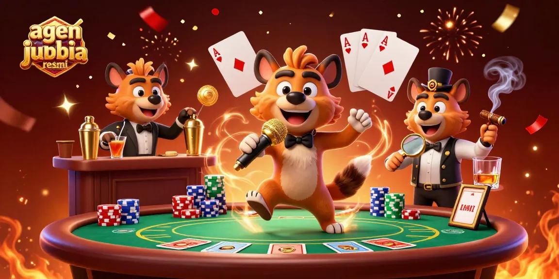 Experience the thrill of agen judi bola resmi with vibrant casino action featuring hyenas in a comedy club setting.