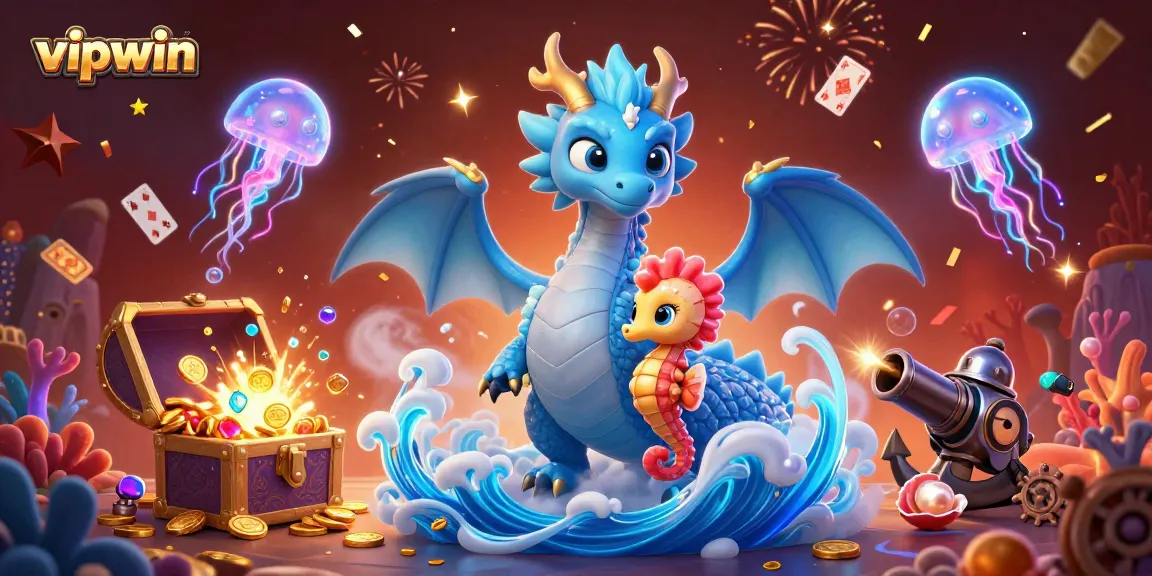 Engage in thrilling games at vipwin with fantasy elements like a dragon and seahorse, enhancing the gaming experience.