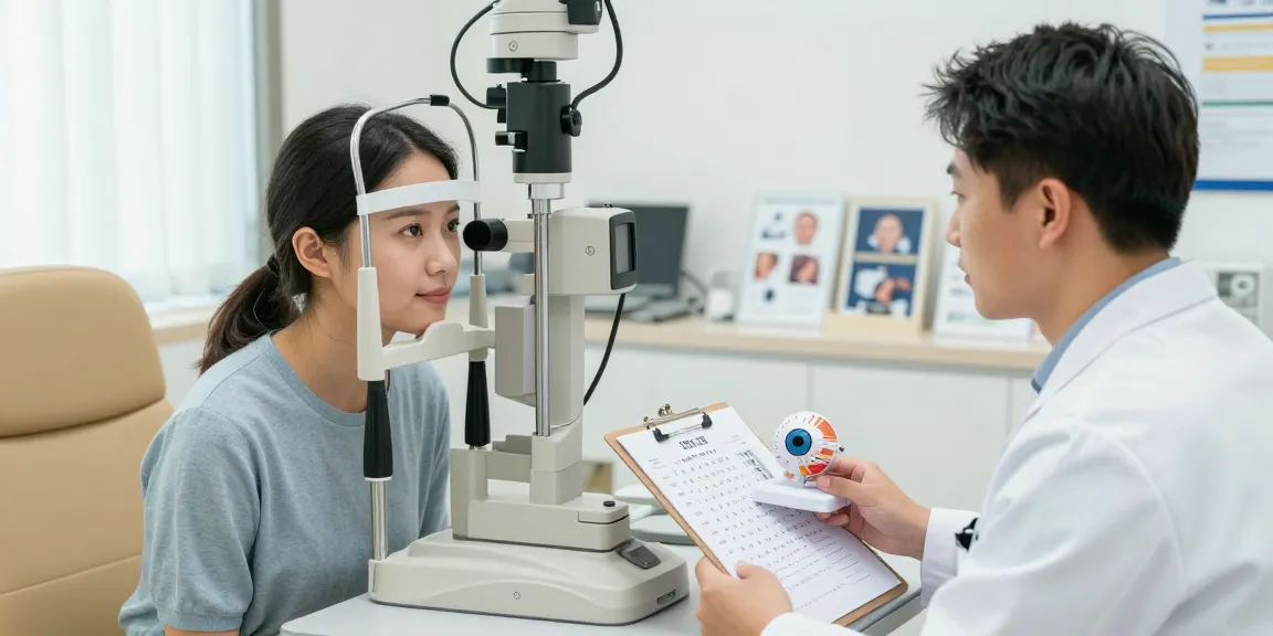 Detailed eye care consultation at SNU Eye Clinic with expert handling a site manual check for optimal treatment.