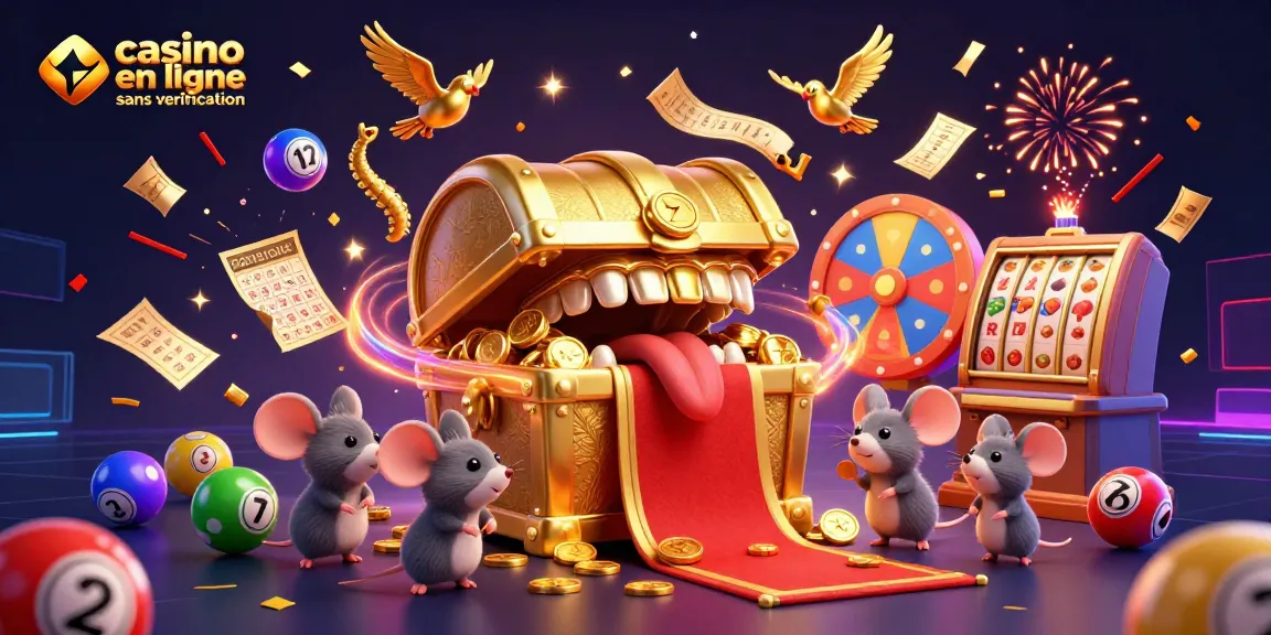 Attirez les joueurs avec un casino en ligne sans vérification grâce à cette illustration dynamique et festive.