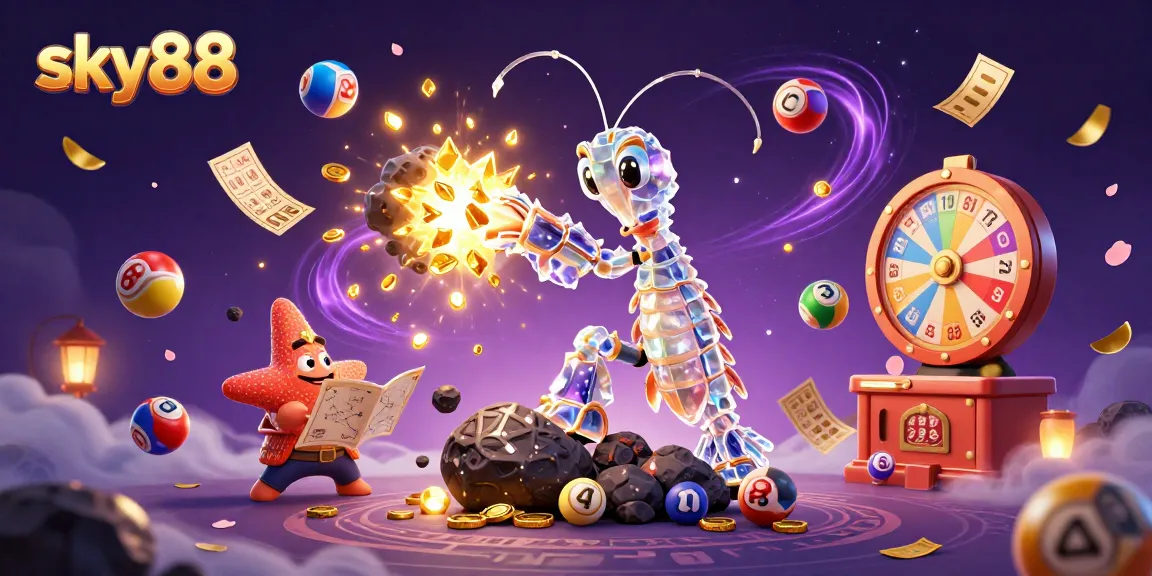 Experience an exciting win with sky88, featuring vibrant lottery elements and a dynamic gambling scene.