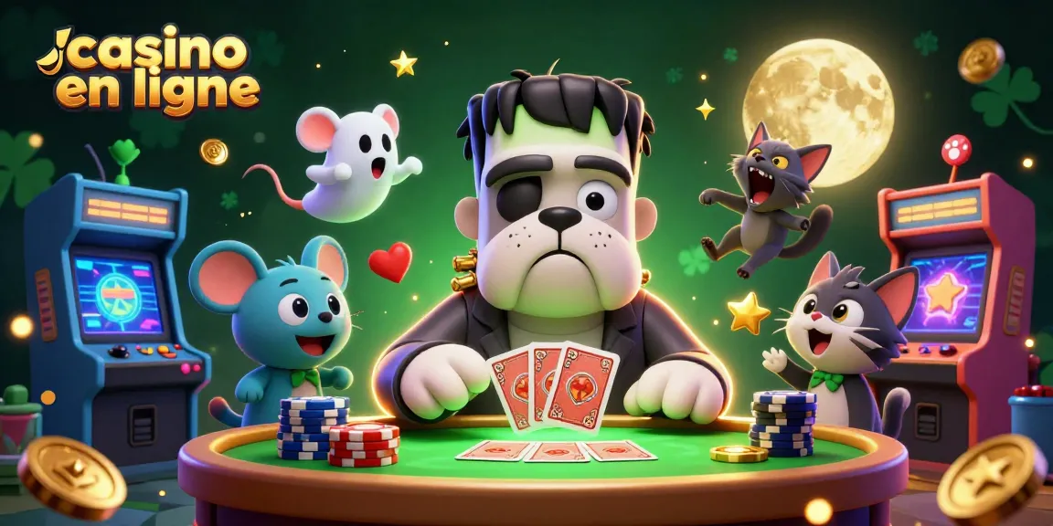 Jouez à des jeux captivants de casino en ligne avec un bulldog monstueux et un chaton loup dans un décor animé.