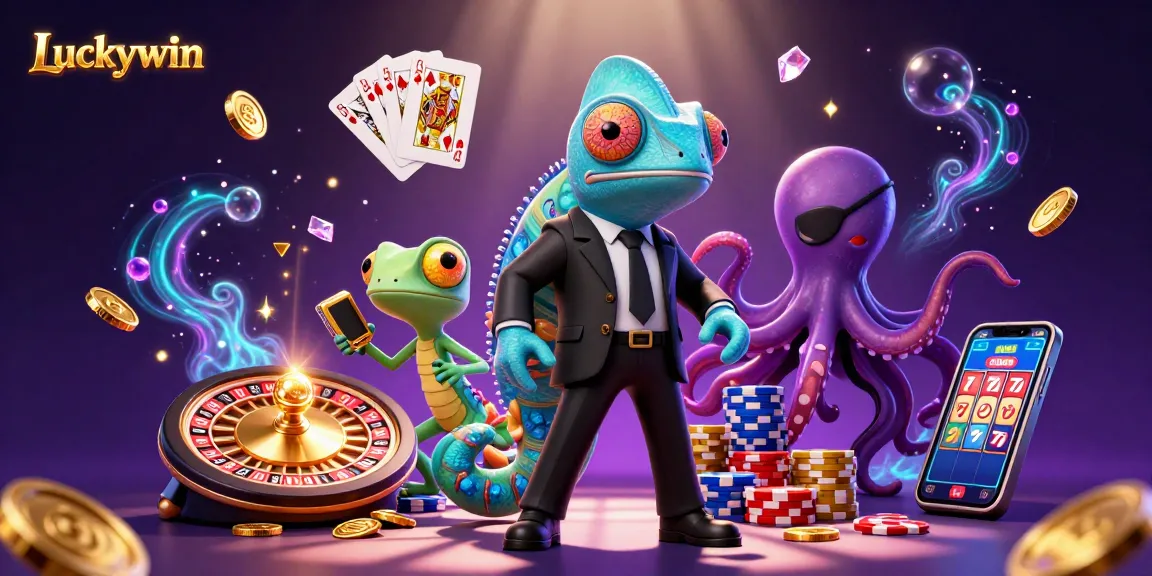 Join Luckywin's vibrant casino adventure with thrilling characters and dynamic gaming elements.
