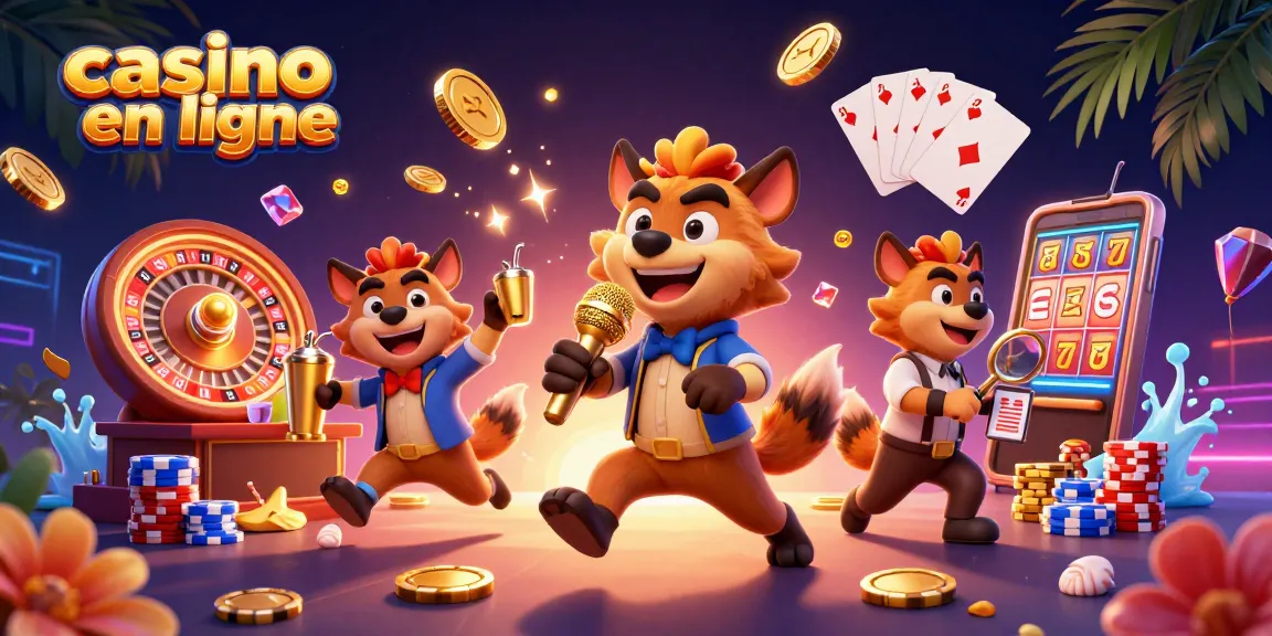 Profitez des jeux de casino en ligne avec des hyènes comiques animant un club de casino.