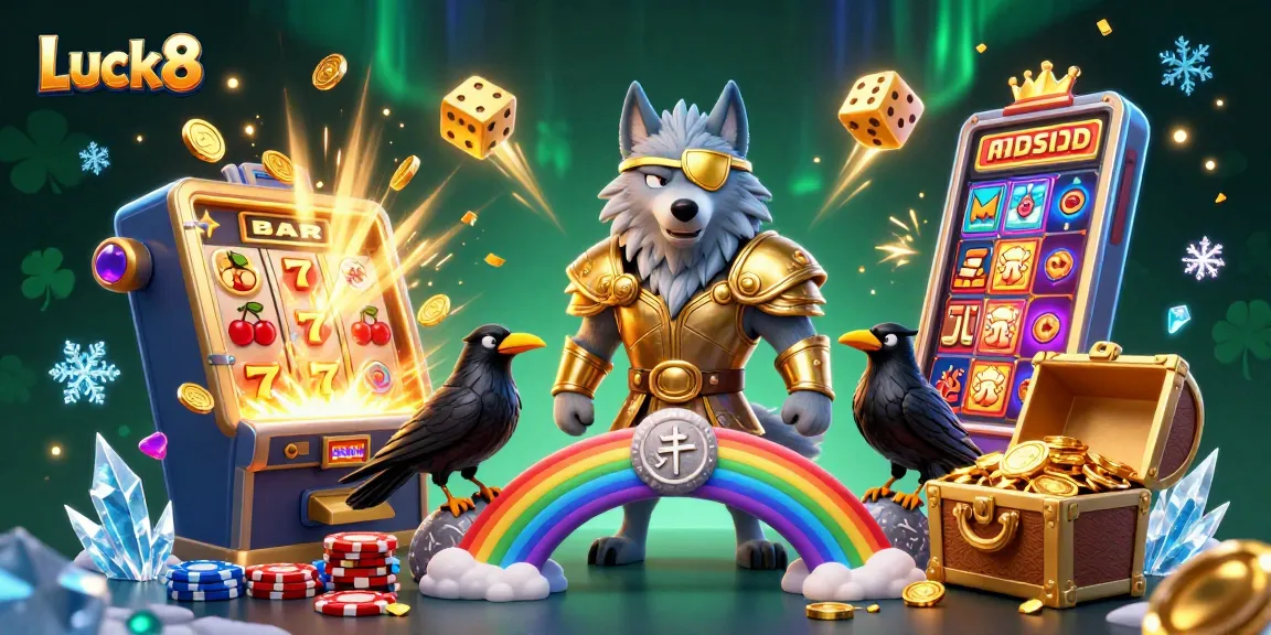 Experience thrill at Luck8's vibrant casino world with stunning slot visuals and Norse mythology elements.