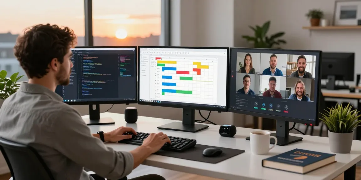 Dynamic digital workspace showing a developer coding, emphasizing the innovative spirit of teiegramin.com.