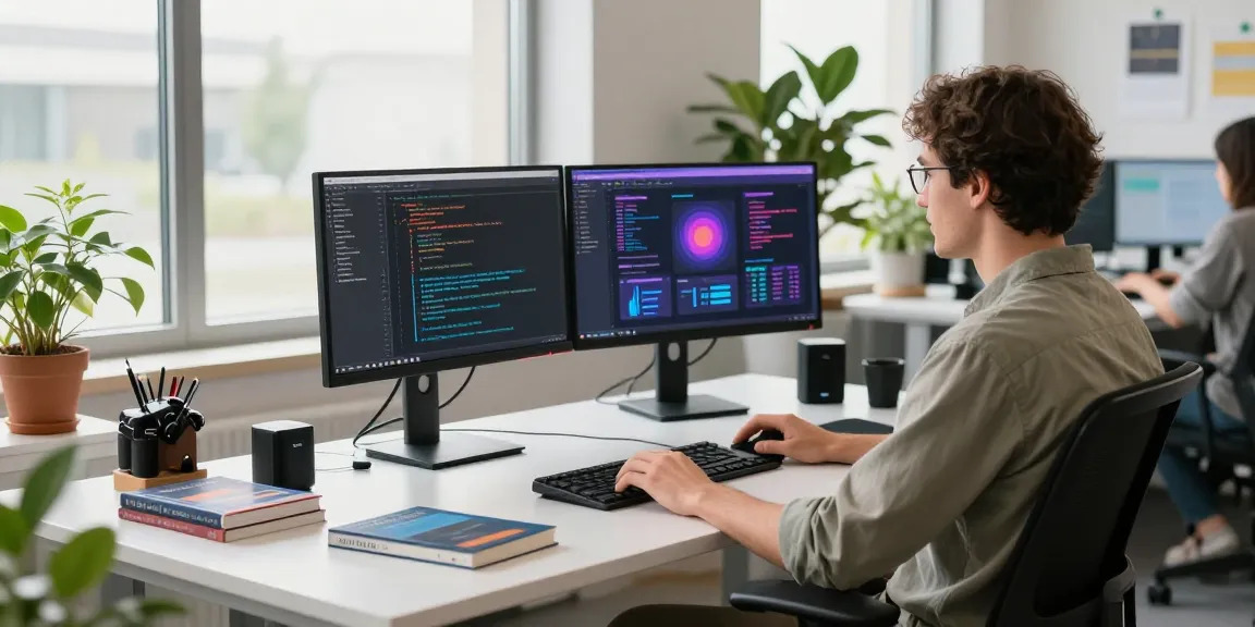 Dynamic tech workspace with developer coding for raja328 trends.