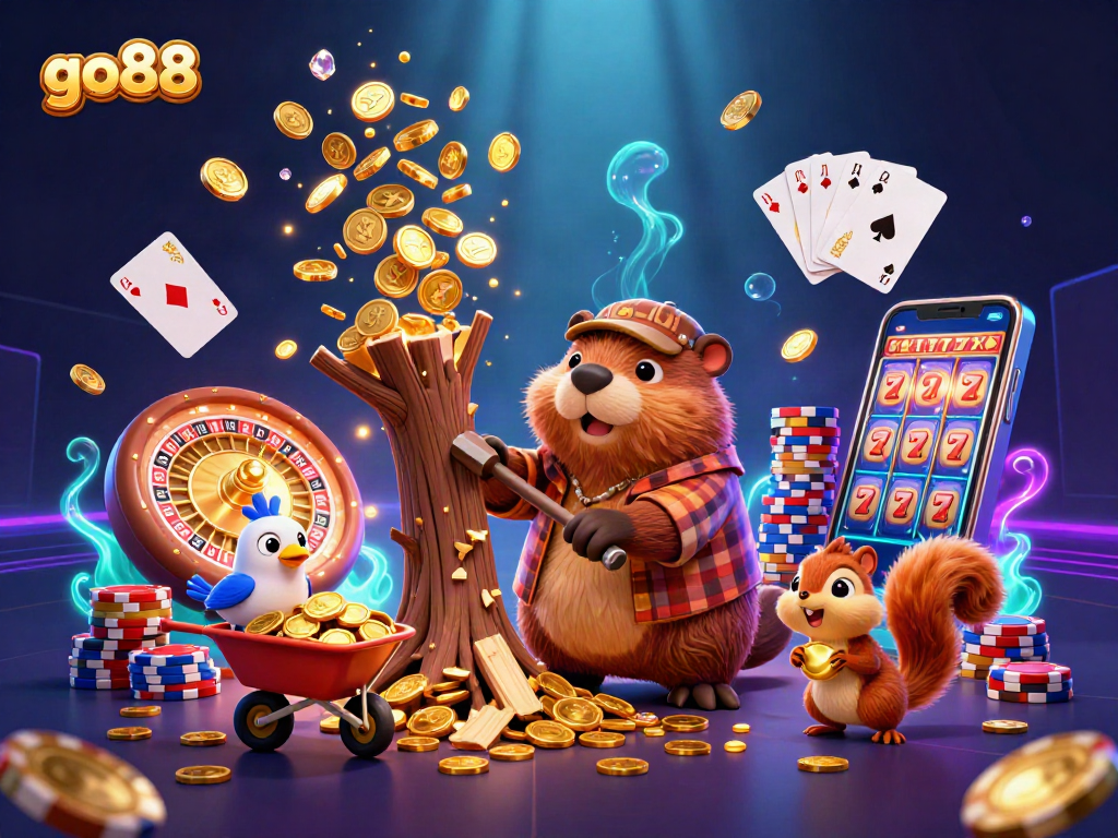 Experience thrilling gameplay with go88 as a 3D cartoon lumberjack beaver and friends collect golden coins.