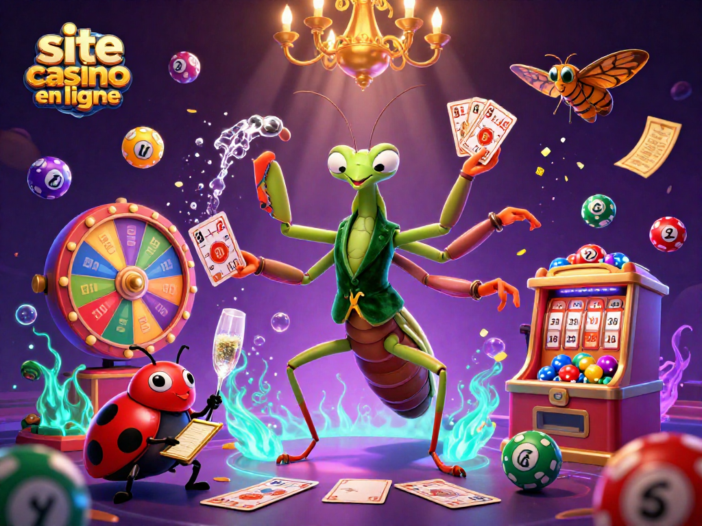 Expérimentez le site casino en ligne avec des personnages dynamiques jouant à la loterie et aux jeux de casino.