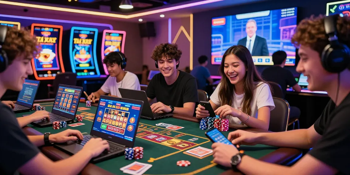 Engaging scene of players enjoying 68 game bài in a lively online casino.