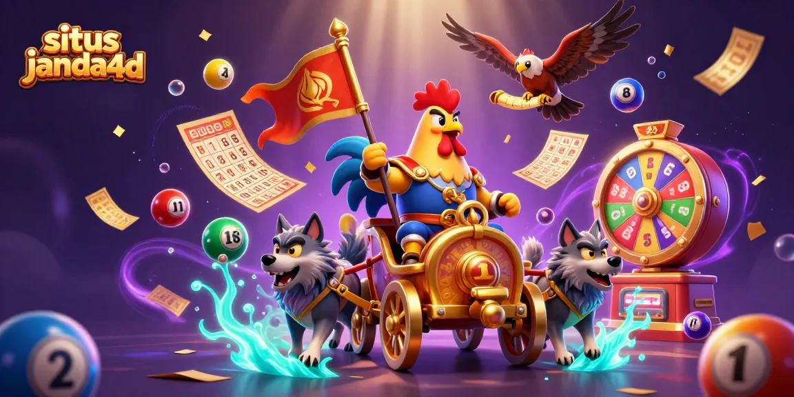 Gambarkan kegembiraan bermain di situs janda4d dengan simbol lotere yang dinamis dan karakter menarik.
