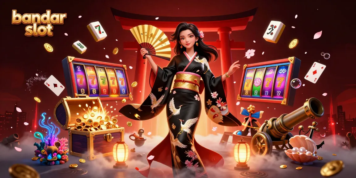 Experience the allure of bandar slot with vibrant casino elements and an elegant Asian character.