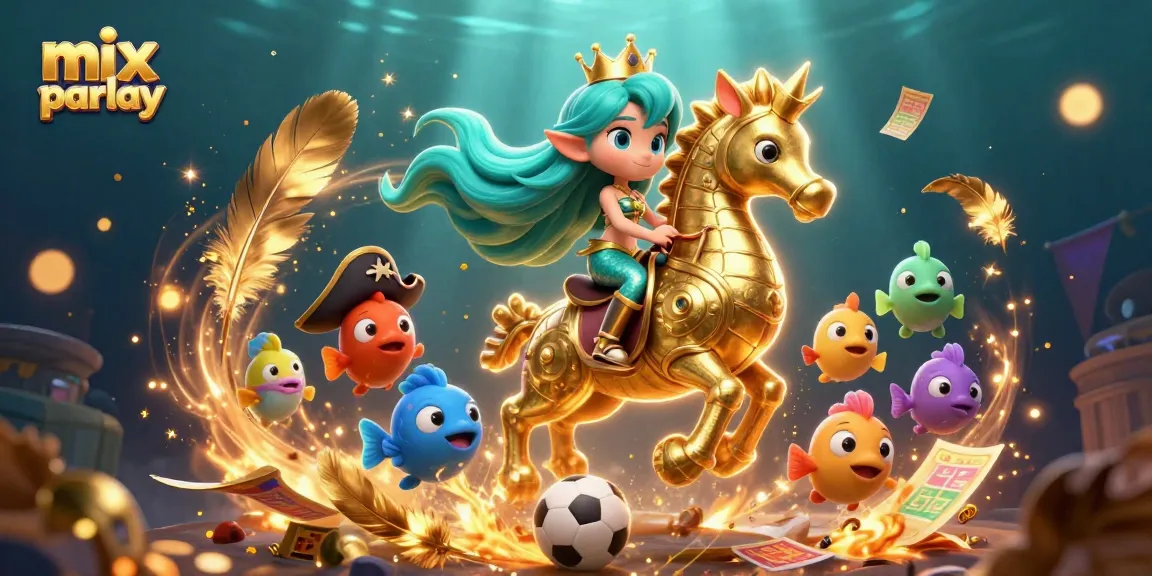 Engage in mix parlay betting with vibrant sports-themed elements featuring a mermaid and seahorse.