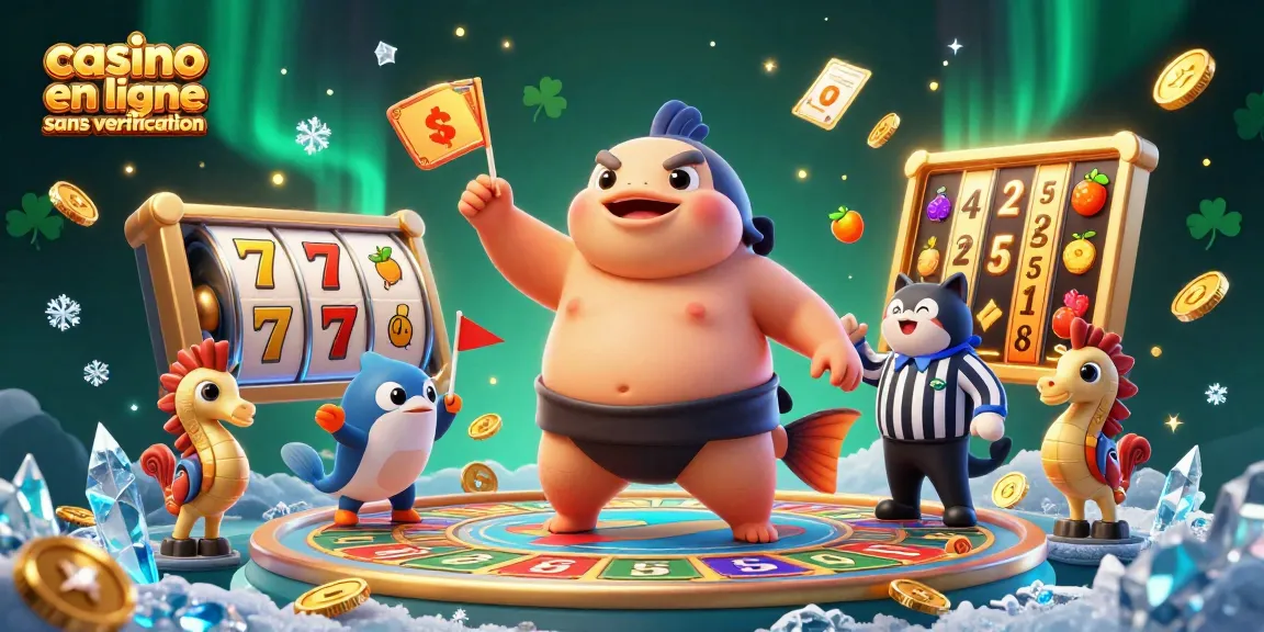 Casino en ligne sans vérification avec un fugu 3D dans un ring sous-marin entouré de jackpots et d’éléments de jeu.