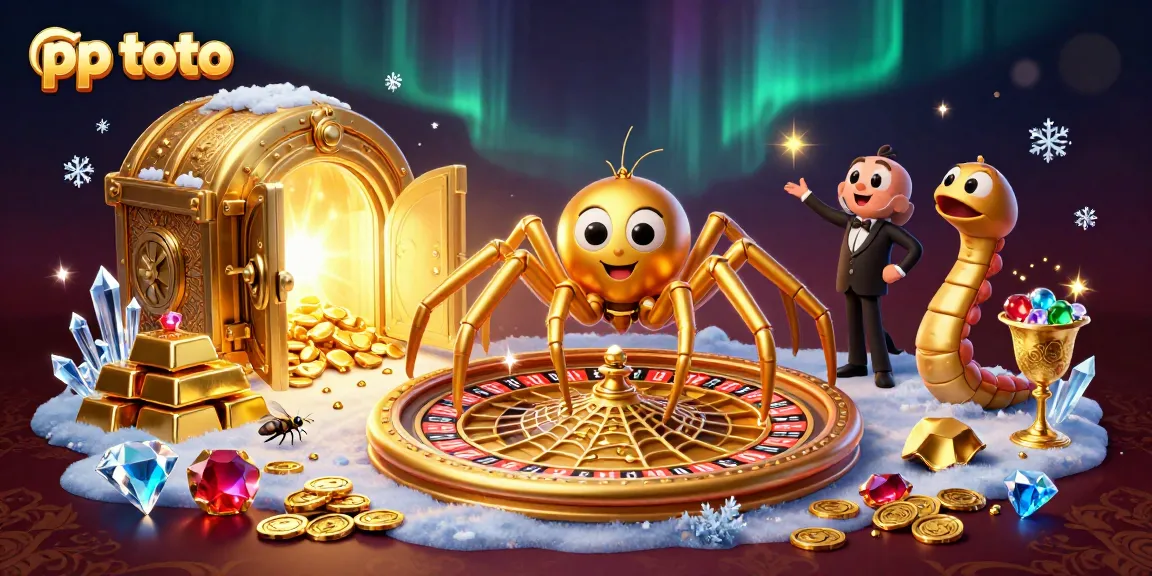 Engage with pp toto as a fly nervously places bets at the roulette web by a golden spider.