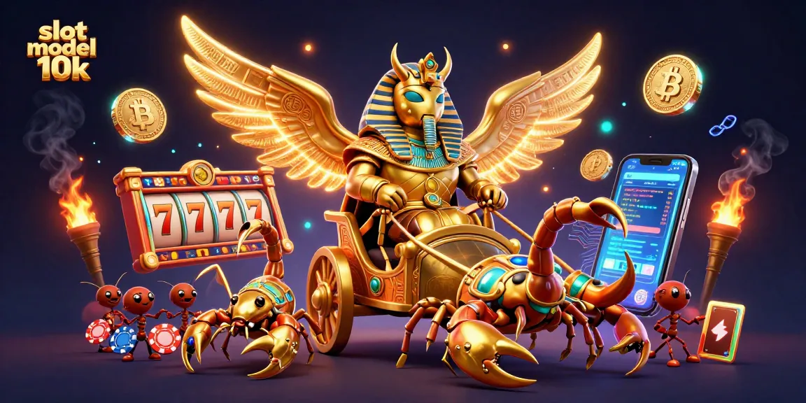 Engage with the slot modal 10k as a golden beetle chariot races through dazzling casino symbols.