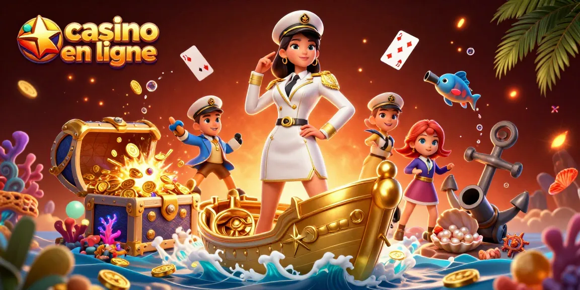 Vivez l'excitation vibrante du casino en ligne avec un officier naval asiatique en 3D et des éléments de jeu dynamiques.