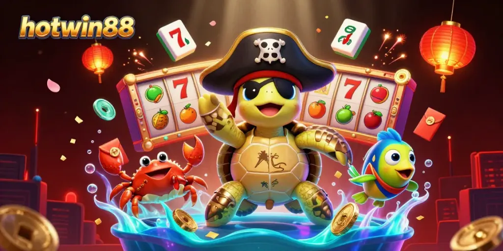 Experience thrilling moments with hotwin88's vibrant casino scene featuring animated characters and rich game elements.
