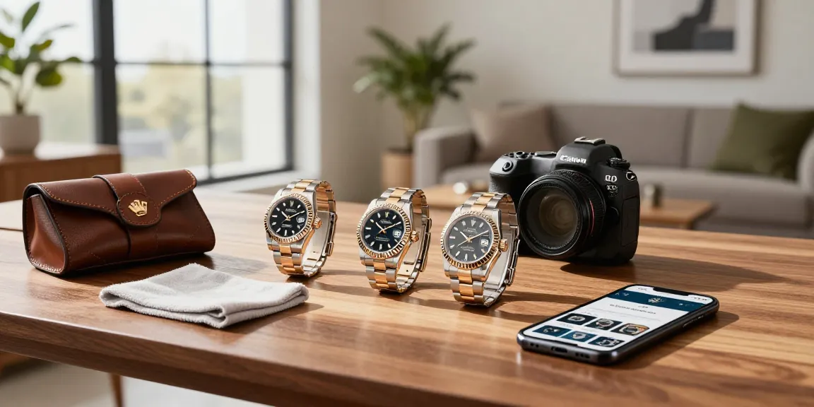 Showcase of clone watches in a modern living room, highlighting luxury design and enthusiast engagement.