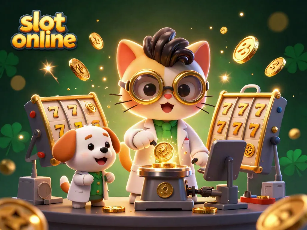 Spin the reels and win big with slot online in this vibrant 3D casino scene!