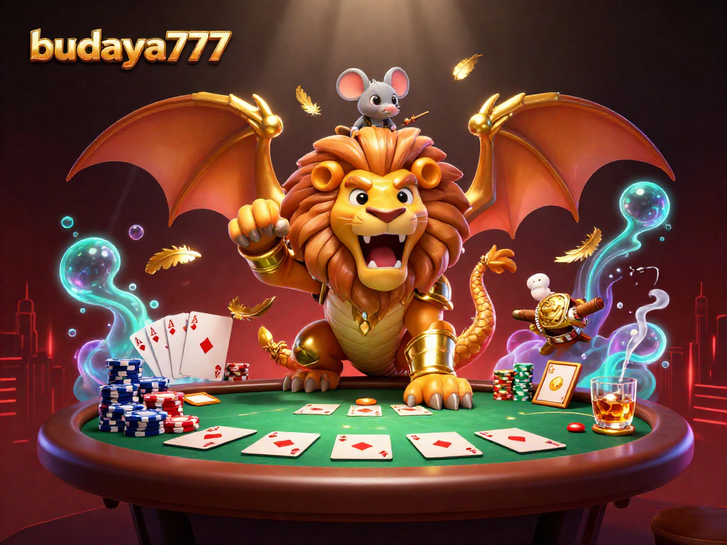 Menangkan permainan di budaya777 dengan ilustrasi kasino megah dan karakter fantastik.