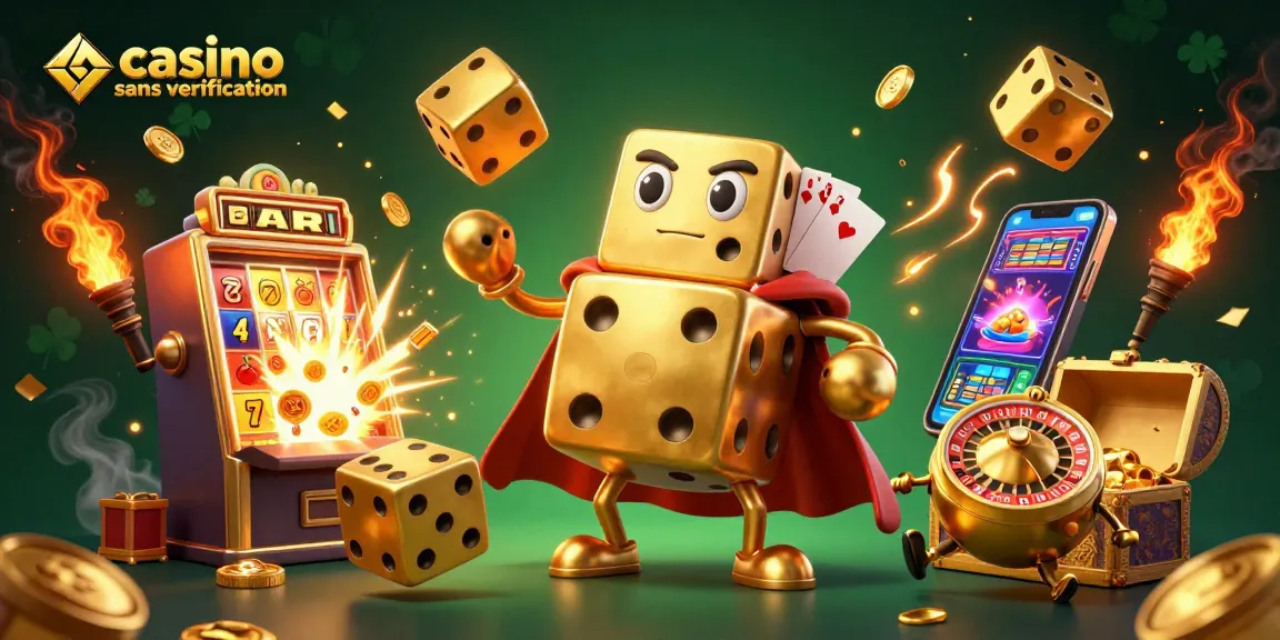 Profitez d'un casino sans vérification avec une machine à sous explosive et des dés dorés animés.