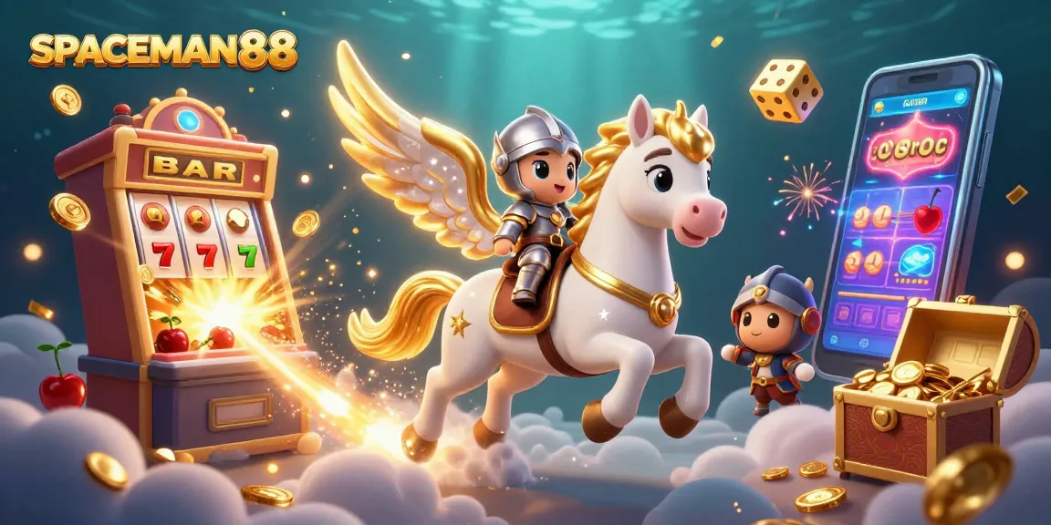 Experience the excitement of SPACEMAN88 as luck explodes with coins from a jackpot slot machine.