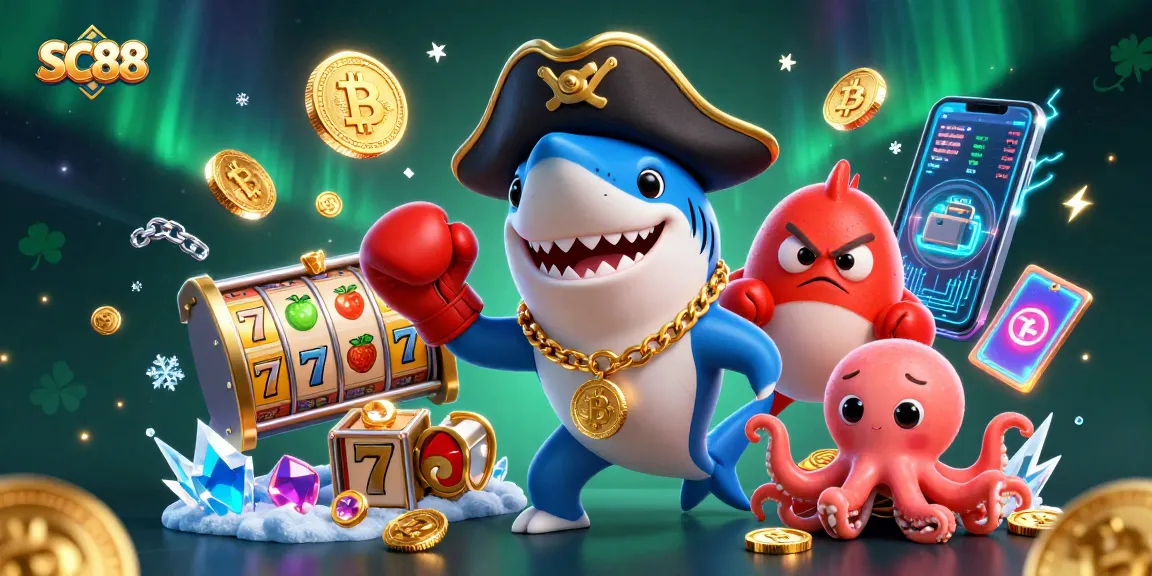 Engage in thrilling SC88 jackpot adventures with cartoon pirate characters and vibrant casino elements.