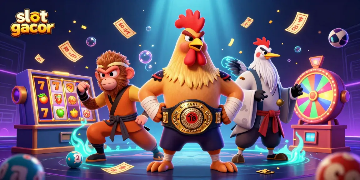 Engage in thrilling slot gacor gameplay with vibrant characters and eye-catching casino elements, packed with energy.