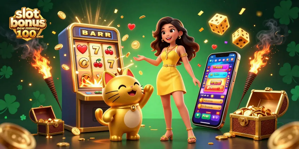 Win exciting rewards with slot bonus new member 100 di awal at this vibrant casino illustration.