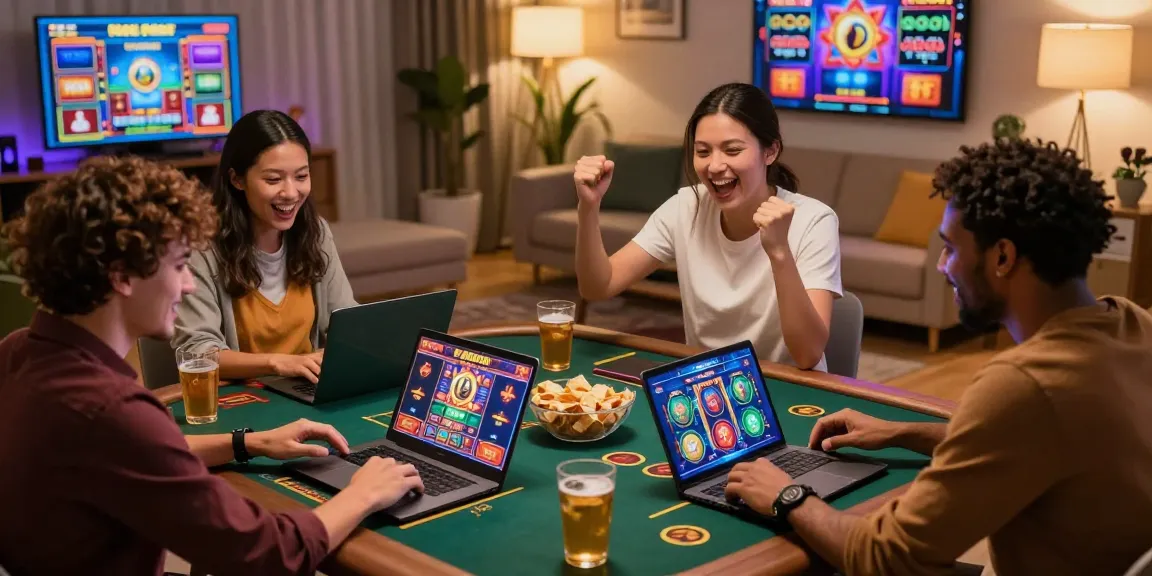 Exciting moment of players enjoying daftar raja328 games online in a lively home setting.