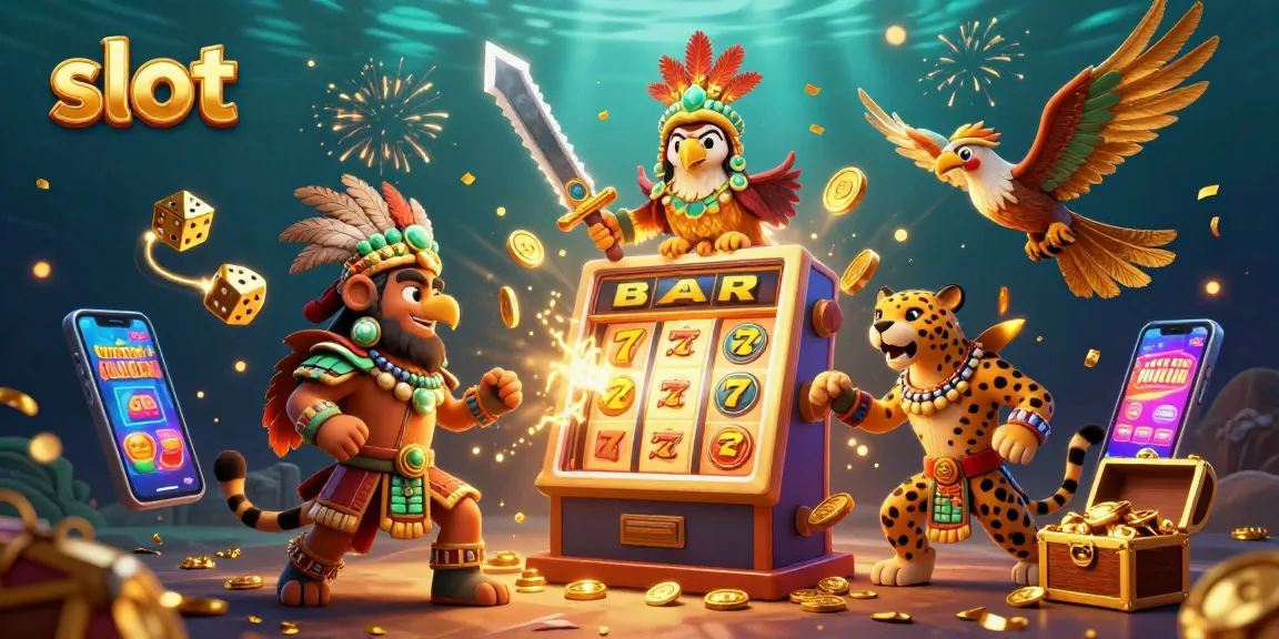 Spin the exciting slot machine and win big in this vibrant casino scene.