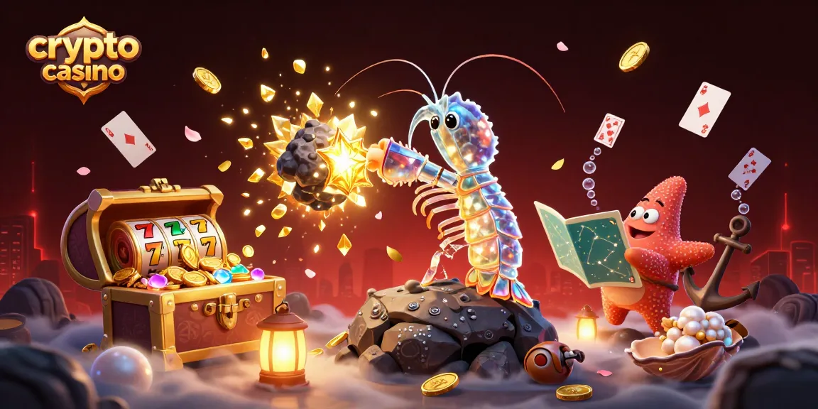 Révélez le monde passionnant d'un crypto casino avec une illustration 3D captivante de jeux dynamiques.
