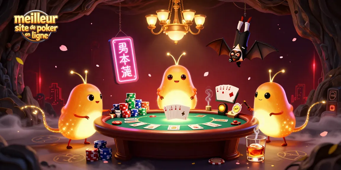 Découvrez le meilleur site de poker en ligne avec cette illustration captivante illuminée par des vers luisants.