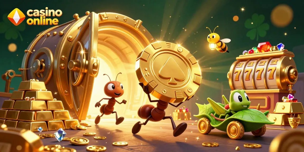 Imagini captivante cu un casino online plin de activitate și premii fantastice, sub un fundal colorat