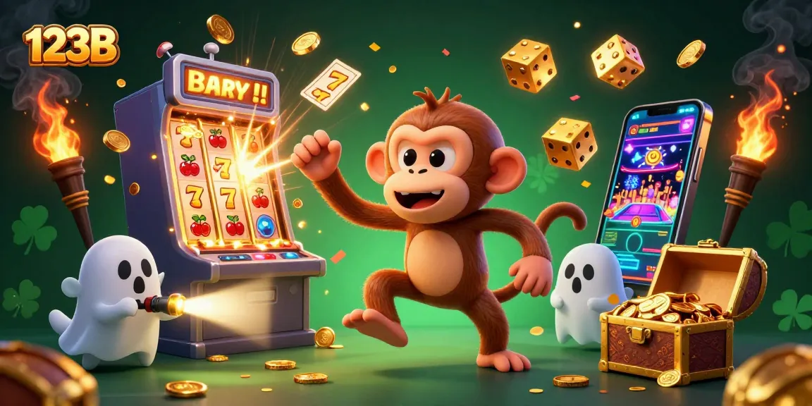 Spin to win with 123B: A mischievous monkey and a curious puppy in a thrilling casino adventure.