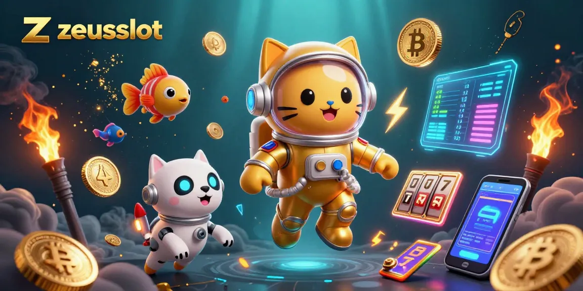 Spin the zeusslot reels with a captivating cartoon scene blending space and casino elements.