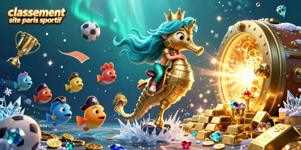 Classement site paris sportif : Pariez avec la princesse sirène et son hippocampe doré dans un paysage dynamique