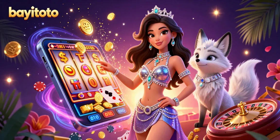 Join the excitement at bayitoto with vibrant slot games and golden jackpots overflowing from a smartphone.