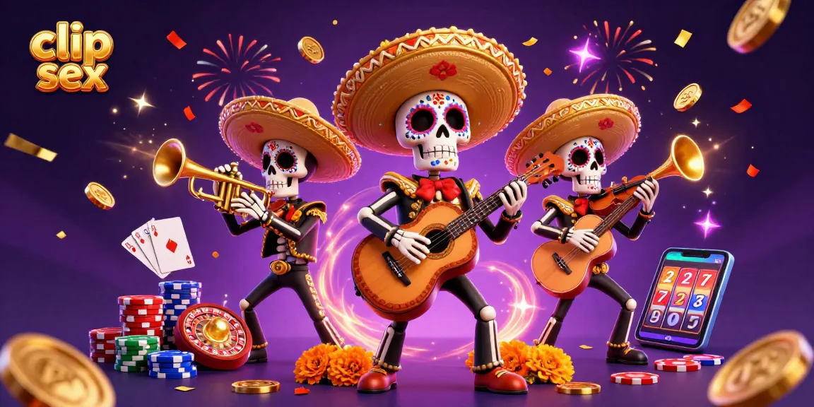 Experience excitement with clip sex as colorful mariachi skeletons celebrate amid casino action.