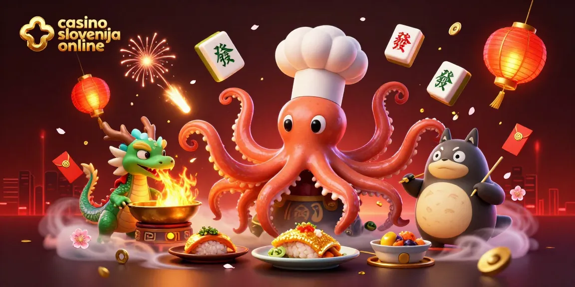 Igrajte v casino Slovenija online, s slikovitim prikazom 3D kuharja, ki pripravlja slastne jedi.