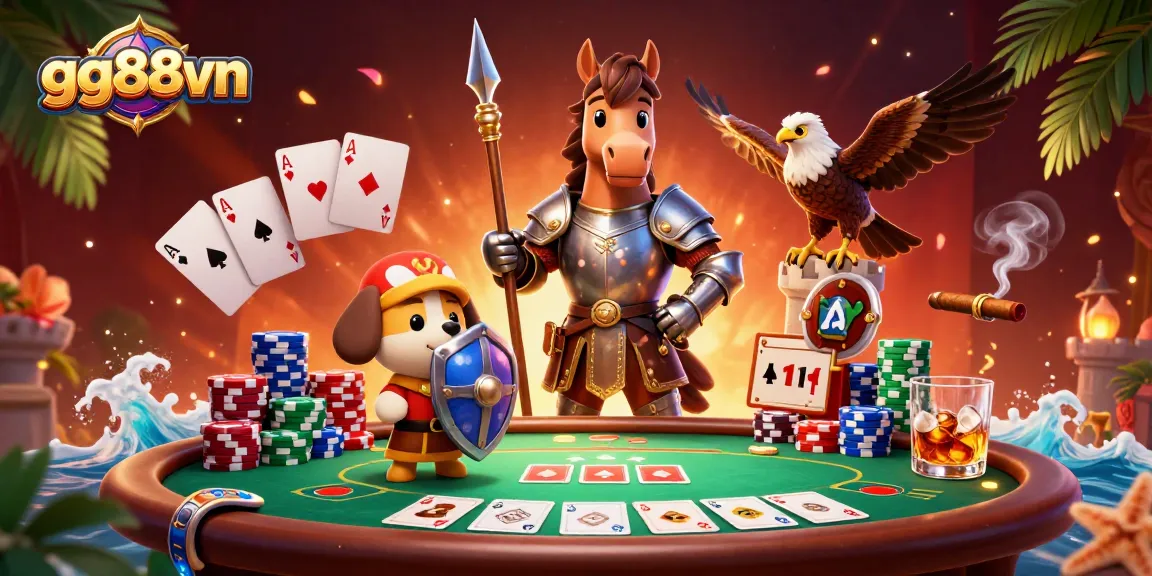 Experience thrilling gameplay at gg88vn with a knight and whimsical characters in a dynamic casino setting.