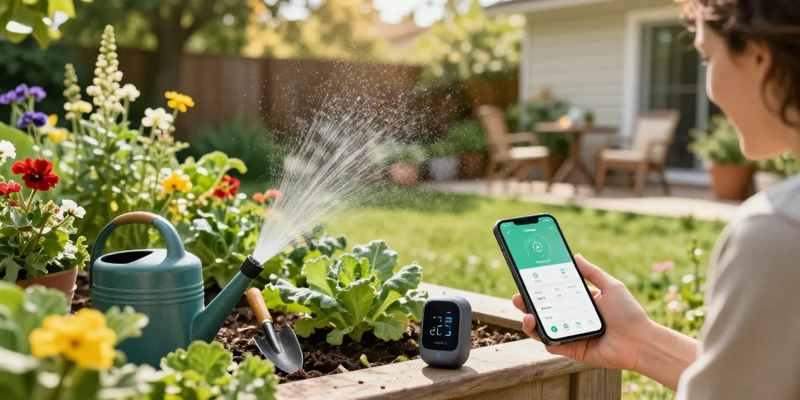Effortlessly using the RainPoint WiFi water timer for efficient garden watering.