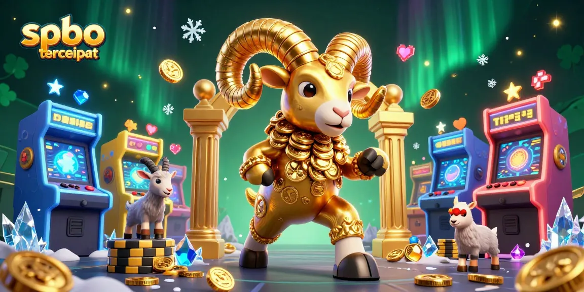 Experience spbo tercepat with dynamic 3D casino elements featuring a golden ram and gaming machines.